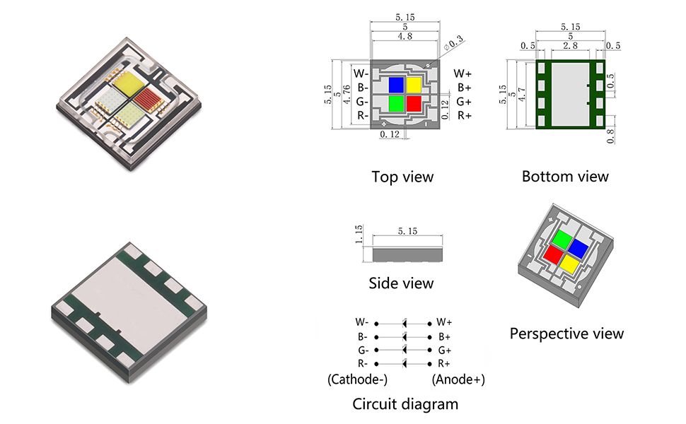 5050 12W/20W 고출력 평면 렌즈 RGBW LED Guangzhou Juhong Optoelectronics Co