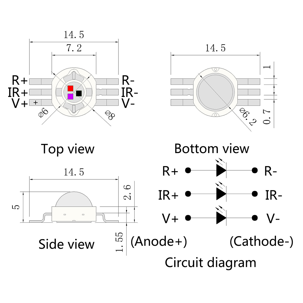 모방 루멘 의료 난방 LED 램프 구슬 660nm+850nm+415nm 다중 밴드 조합 의료 미용 램프 구슬