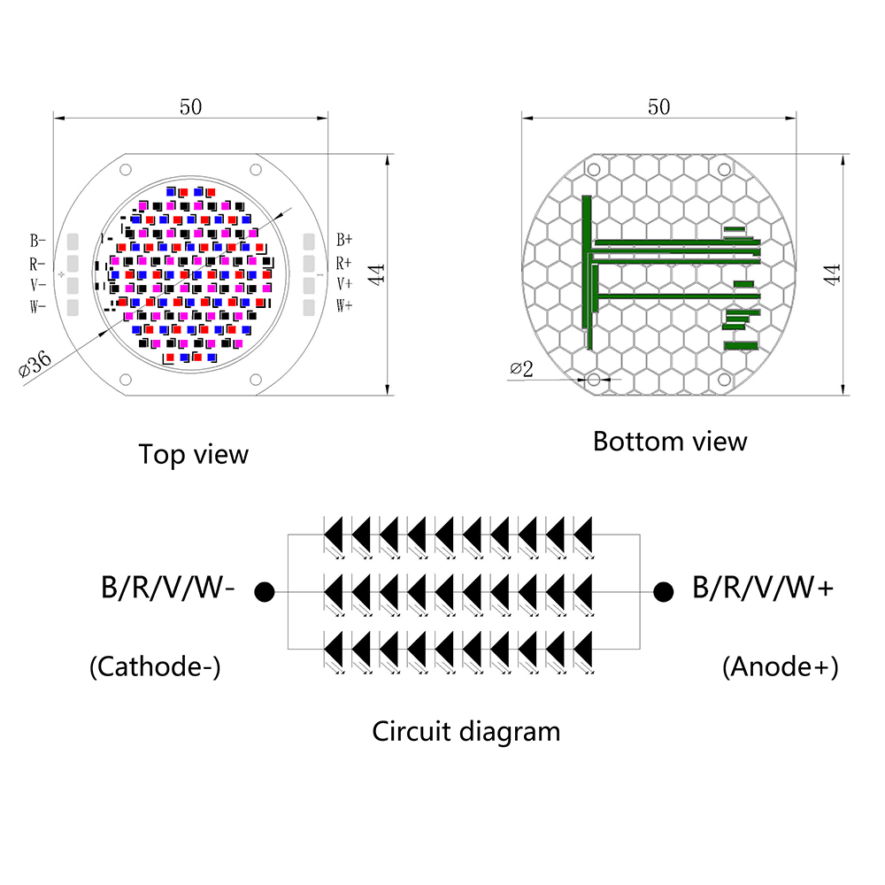 맞춤형 120W 고출력 코브 비드 댄스 테이블 램프, 수족관 램프 블루, 빨간색, 녹색, 자주색 4 개의 고등 밝기 풀 컬러 통합 광원