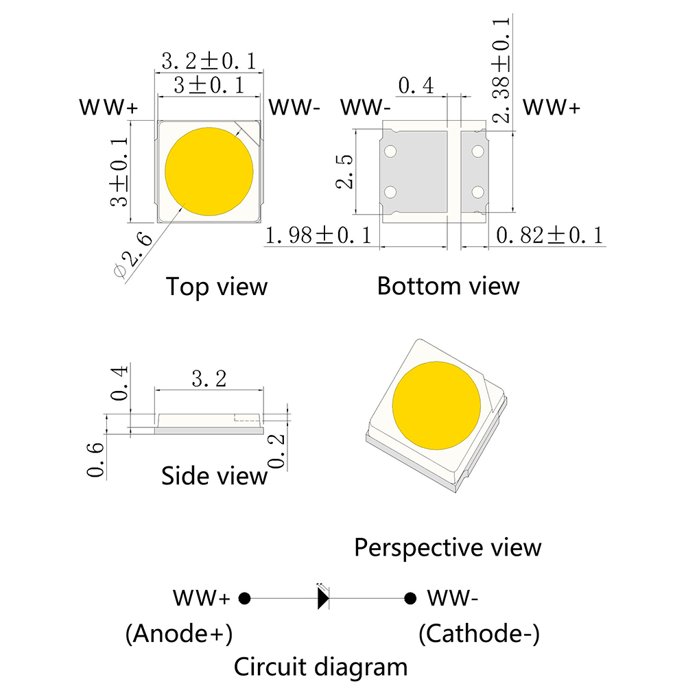 3030 SMD LED 구슬 태양 스펙트럼 380-780nm 감지 장비 분석기 전체 스펙트럼 LED 광원