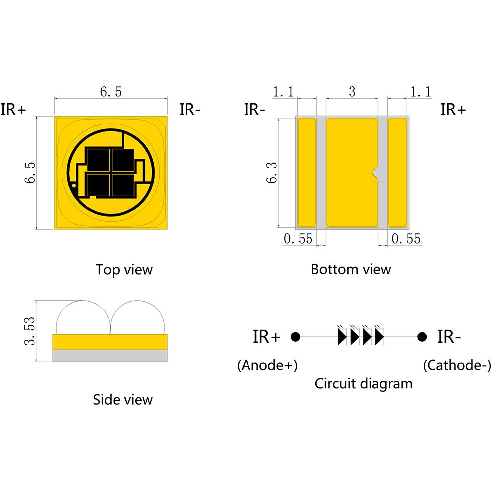 의료 미용 치료 전용 6565 레이저 VCSEL 고출력 30도/60도 적외선 광원