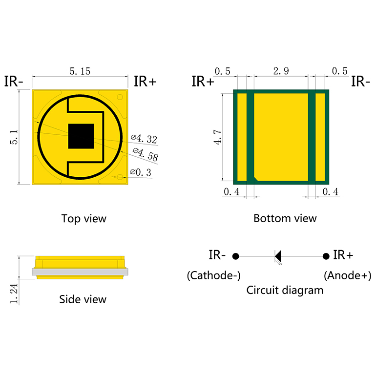 5050 레이저 VCSEL 적외선 단일 코어 고출력 LED 광원
