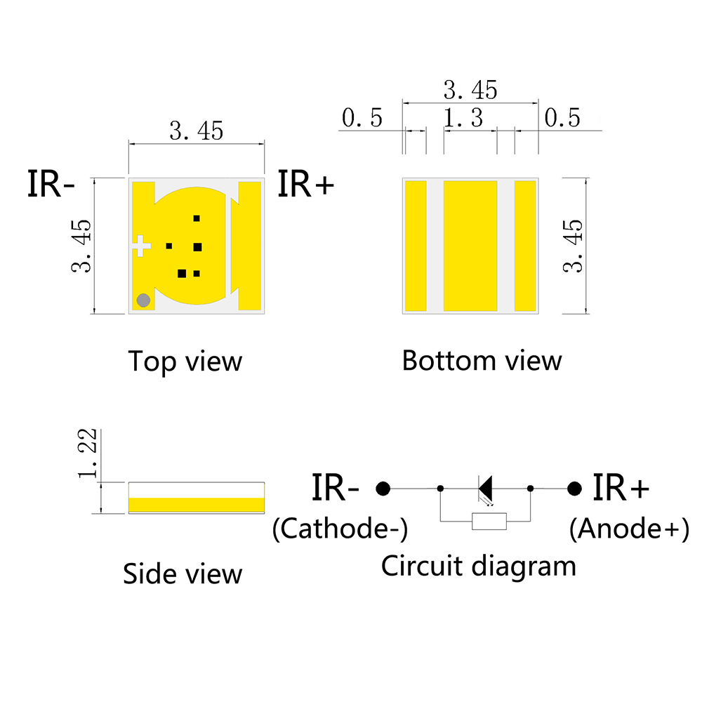 세라믹 3535 레이저 VCSEL 고출력 금도금 브래킷 LED 비즈