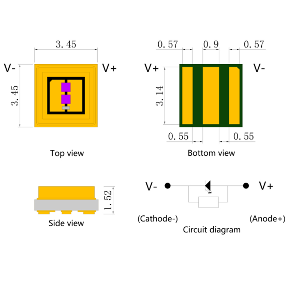 세라믹 3535 UV 305-310nm UV 경화 광원
