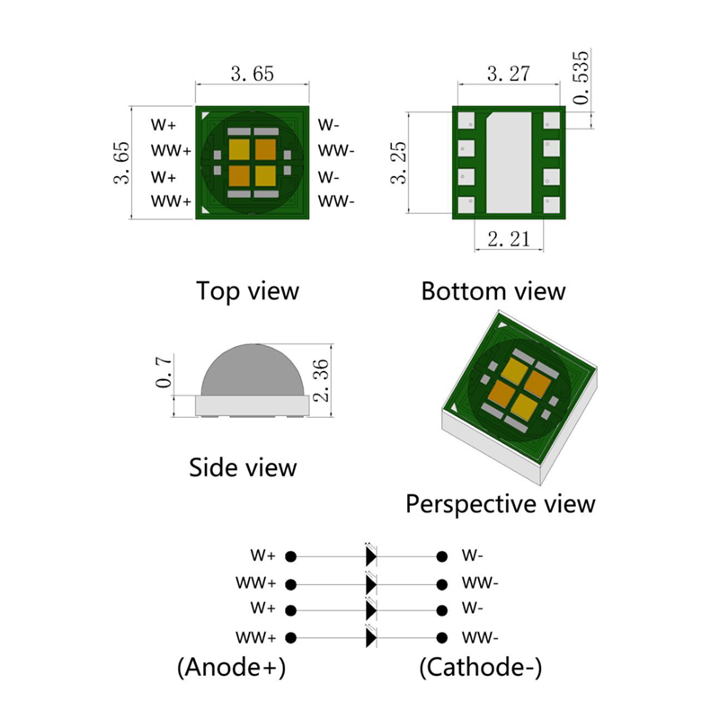 CCT 6500K 고성능 LED SMD LED 다이오드 백색 고성능