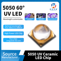 5050 석영 유리 60° 렌즈 LED 칩 365-425nm 위조 방지 감지 고출력 LED 광원