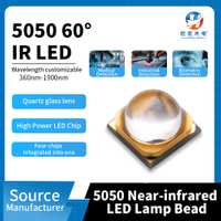 5050 고출력 적외선 LED 석영 60° 렌즈 705-1150nm 식별 및 감지 IR 적외선 광원